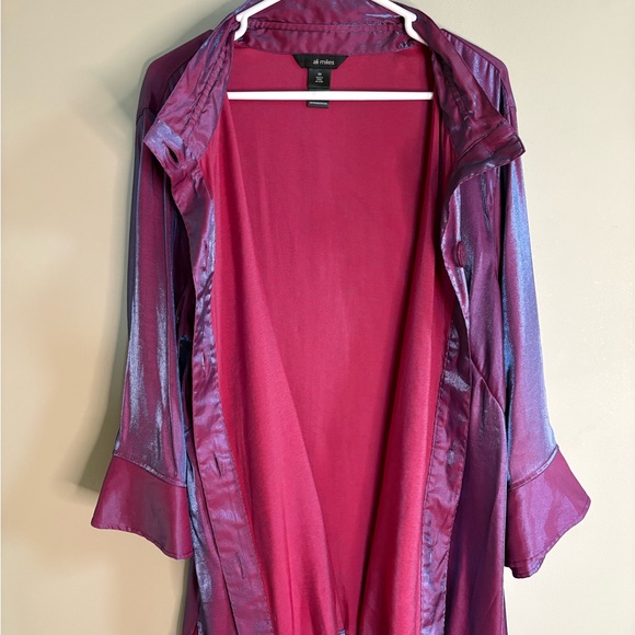 Ali Miles Shimmering Purple Button Down Shirt 3X - Picture 4 of 16